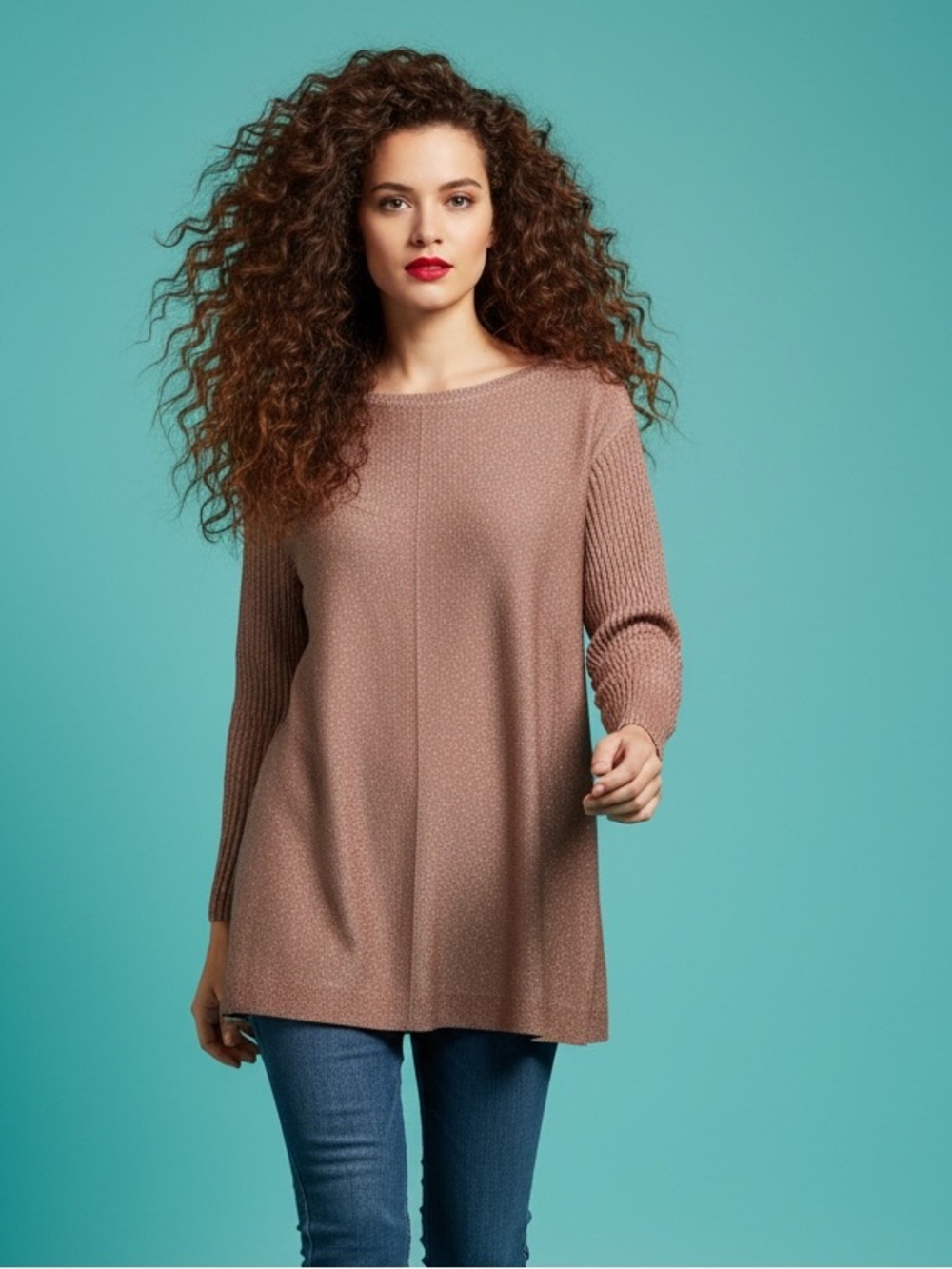 Vince Camuto Pink and Gold Metallic Shimmer Knit Top Size M
